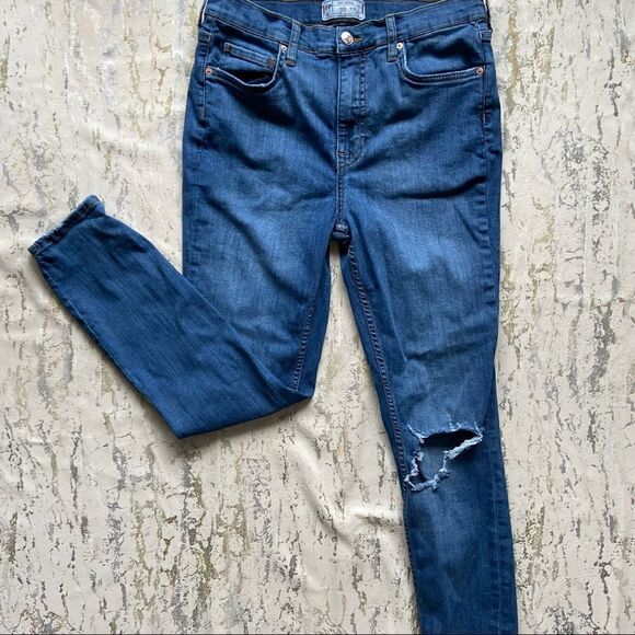 Free People Distressed High Rise Skinny Jeans - Picture 1 of 12